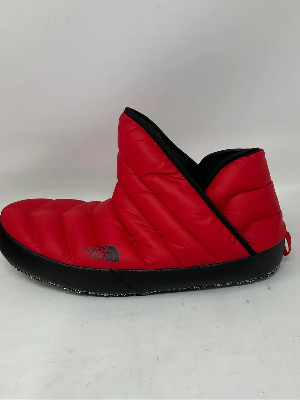 The North Face Red and Black Insulated Slip-On Mules
